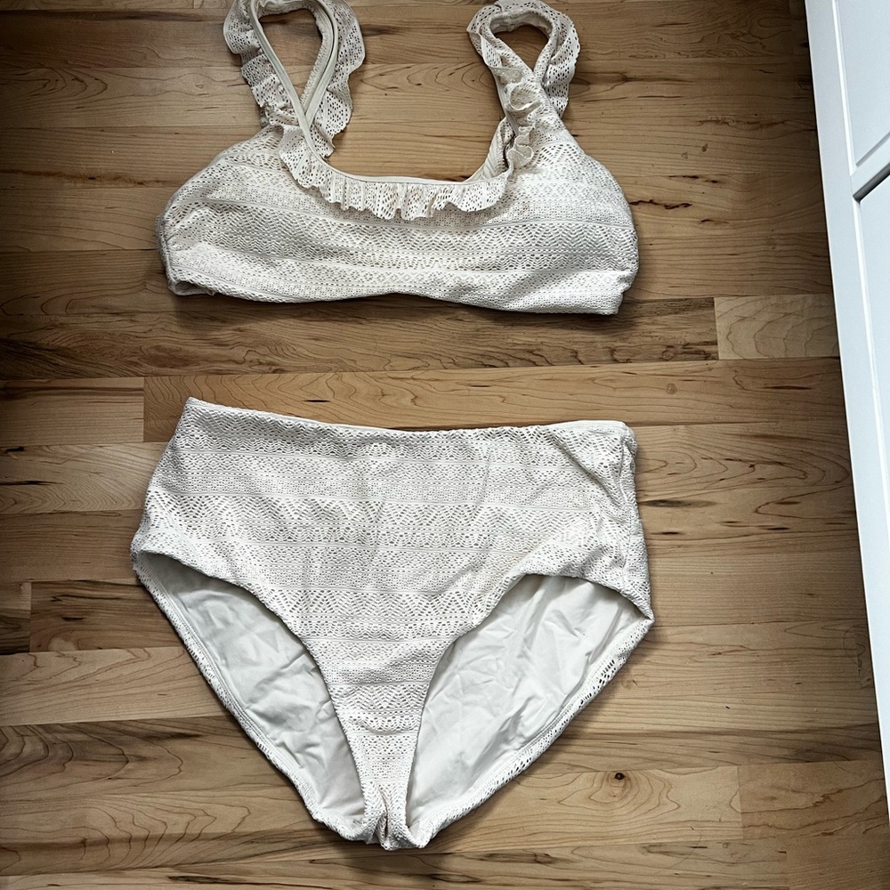 Andie Cream Eyelet Two-Piece Bikini Set